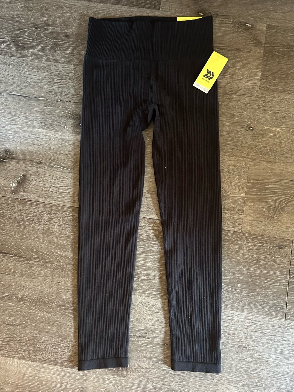 NWT Large All In Motion Black Ribbed High Rise Leggings